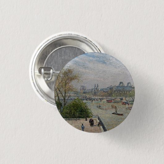 Het Louvre, de lente van Camille Pissarro Ronde Button 3,2 Cm (Voorkant /achterkant)