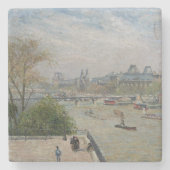 Het Louvre, de lente van Camille Pissarro Stenen Onderzetter (Voorkant)