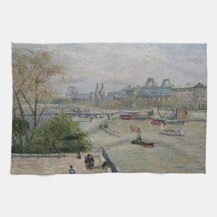 Het Louvre, de lente van Camille Pissarro Theedoek
