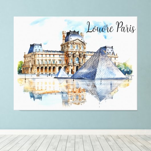 Het Louvre en zijn iconische piramide Canvas Afdruk (Insitu (Houten vloer))