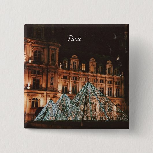 Het Louvre, Parijs, Frankrijk Vierkante Button 5,1 Cm (Voorkant)