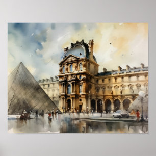Het Louvre Paris Frankrijk Landschapskunst Print P
