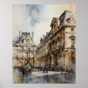Het Louvre Paris Frankrijk Landschapskunst Print P