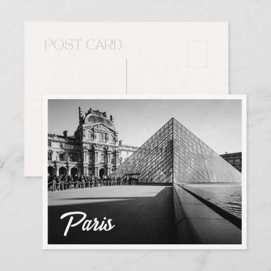 Het Louvre Zwart-wit Paris Photo Briefkaart (Voorkant / Achterkant)