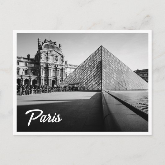 Het Louvre Zwart-wit Paris Photo Briefkaart (Voorkant)