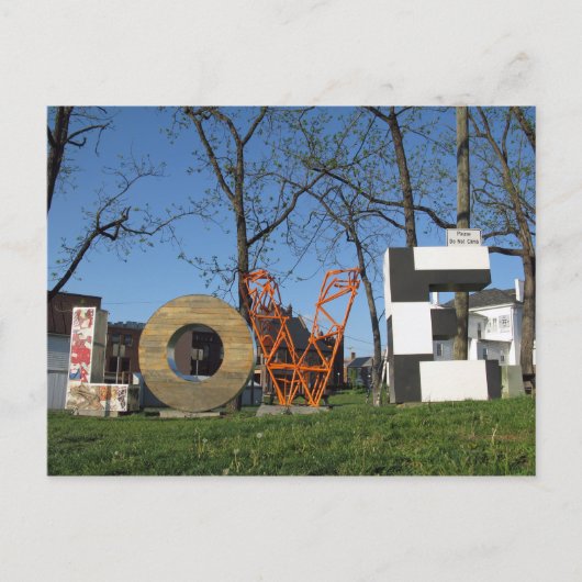 Het LOVEworks-teken Harrisonburg Virginia Briefkaart (Voorkant)