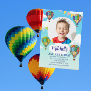 Het luchtballon met foto kinderverjaardag kaart