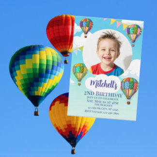 Het luchtballon met foto kinderverjaardag kaart