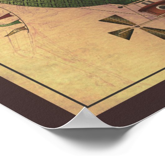 Het luchtschip Citronnier Steampunk Flying Machine Poster (Hoek)