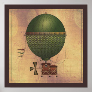 Het luchtschip Citronnier Steampunk Flying Machine Poster