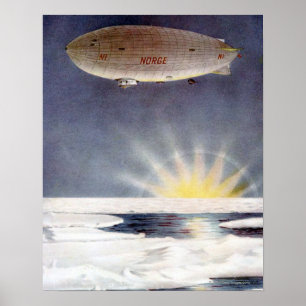 Het luchtschip Norge van Raold Amundsen over de No Poster
