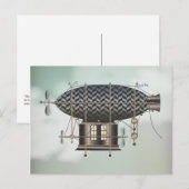 Het luchtschip Petite Noir Steampunk Vliegmachine Briefkaart (Voorkant / Achterkant)