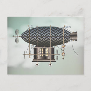 Het luchtschip Petite Noir Steampunk Vliegmachine Briefkaart