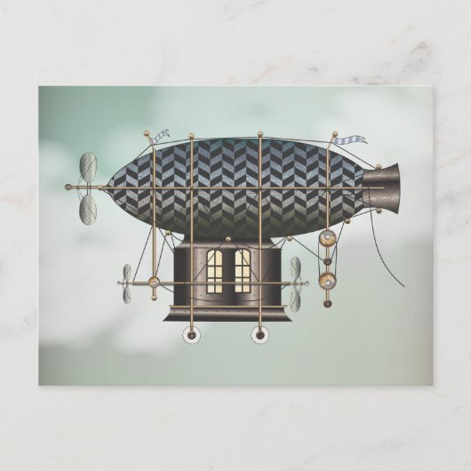 Het luchtschip Petite Noir Steampunk Vliegmachine Briefkaart (Voorkant)