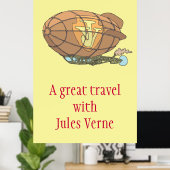 Het luchtschip "steampunk" Jules Verne Poster (Thuiskantoor)