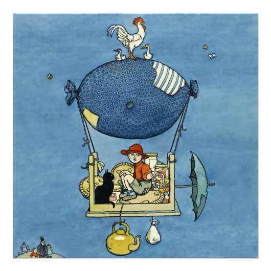 “Het luchtschip” van W Heath Robinson Foto Afdruk (Voorkant)