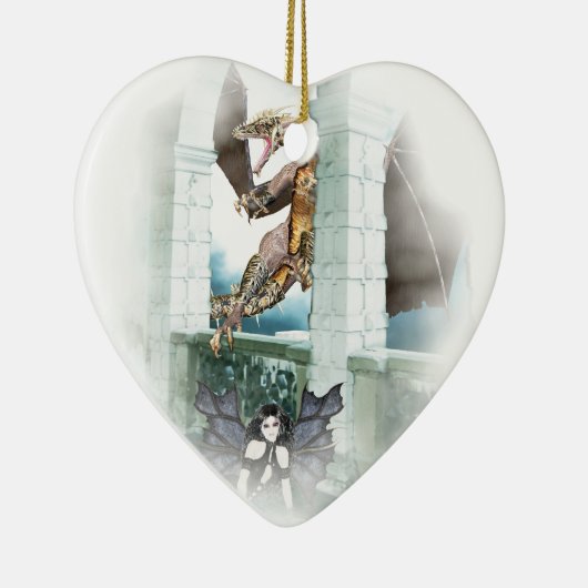 Het luchtvignet van de Dragon Keramisch Ornament (Rechts)