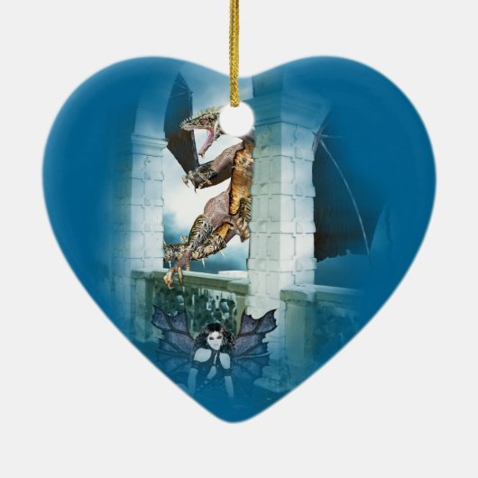 Het luchtvignet van de Dragon Keramisch Ornament (Achterkant)