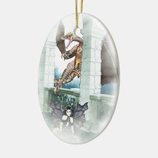 Het luchtvignet van de Dragon Keramisch Ornament (Links)