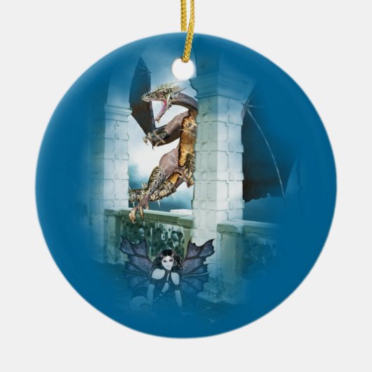 Het luchtvignet van de Dragon Keramisch Ornament (Voorkant)