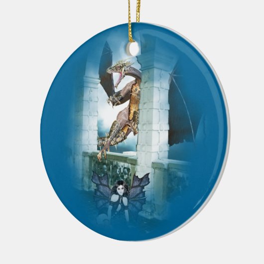 Het luchtvignet van de Dragon Keramisch Ornament (Links)