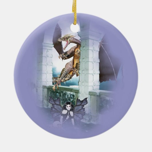 Het luchtvignet van de Dragon Keramisch Ornament (Achterkant)