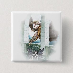 Het luchtvignet van de Dragon Vierkante Button 5,1 Cm