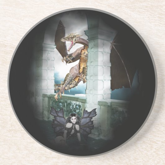 Het luchtvignet van de Dragon Zandsteen Onderzetter (Voorkant)