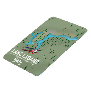 Het Lugano-meer Italië — Zwitserland — reisposter Magneet