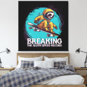 Het luiaard snelheidsrecord verbreken canvas afdruk (Insitu (Slaapkamer))
