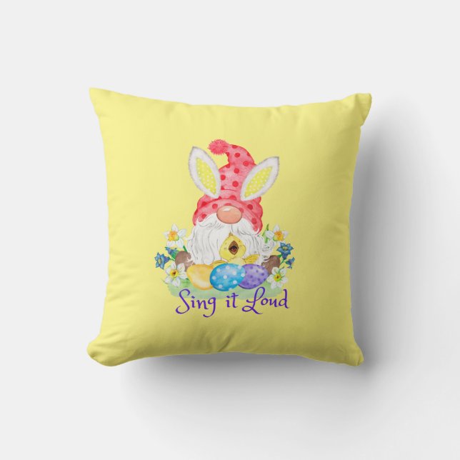 Het luide Schattige Springtime Gnome Pillow Kussen (Voorkant)