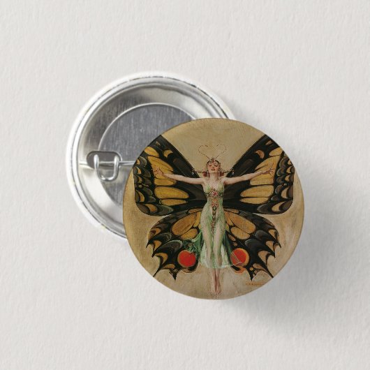 Het luidop - vlindermeisje ronde button 3,2 cm (Voorkant /achterkant)