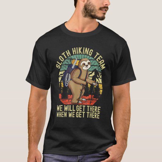 Het luie Sloth Hiking Team dat we daar krijgen als T-shirt (Voorkant)