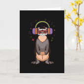 Het luisteren naar muziek via een hoofdtelefoon kaart (Gele Bloem)