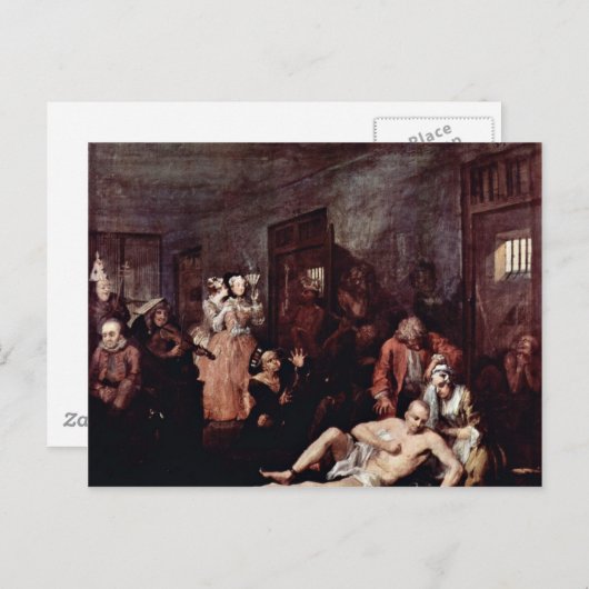 Het Lunatic Asiel van Hogarth William Briefkaart (Voorkant / Achterkant)