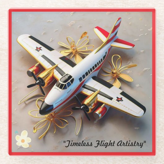 "Het luxe Vliegtuig" Glazen Onderzetter (Voorkant)