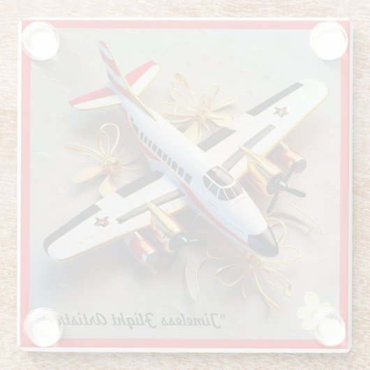 "Het luxe Vliegtuig" Glazen Onderzetter (Achterkant)