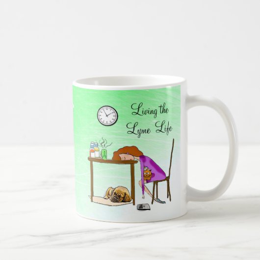 Het Lymie-leven leiden Vermoeide Dame Koffiemok (Rechts)