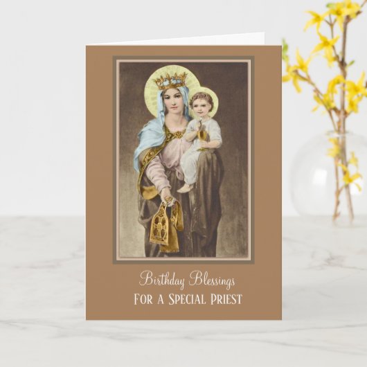 Het maagdelijke Catholic Priest Birthday Gebed van Kaart (Gele Bloem)