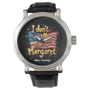 Het maakt me niet uit, Margaret Funny & Trendy Quo Horloge