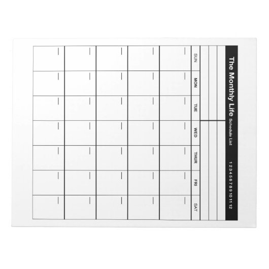 Het maandelijks leven notitieblok (Voorkant)