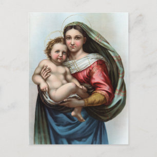 Het Madonna Vintage Poster van Raphael is hersteld Briefkaart