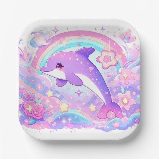Het Magical Dolphin Baby shower Papieren Bordje (Voorkant)