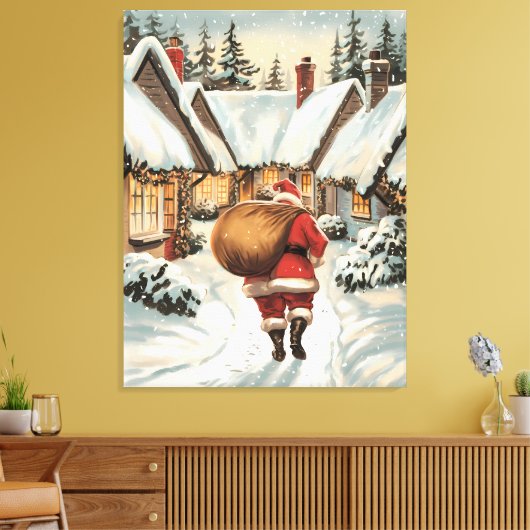 Het magische bezoek van de Kerstman Canvas Afdruk (Insitu (Woonkamer))