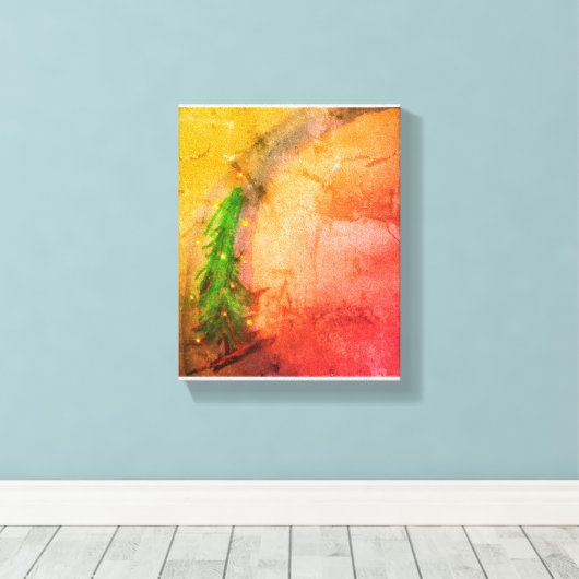 Het magische canvas met kerstbomen geeft thuis hel (Insitu (Houten vloer))