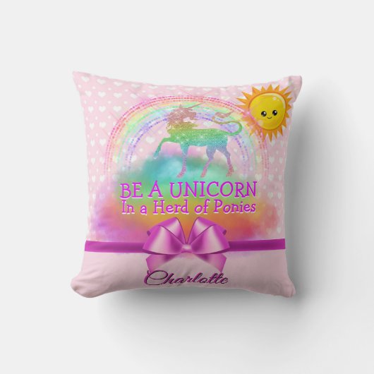 Het magische Gepersonaliseerde Roze van het Citaat Kussen (Voorkant)