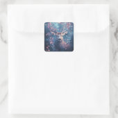 Het Magische Herten tussen Sterren en Bloemen Vierkante Sticker (Tas)