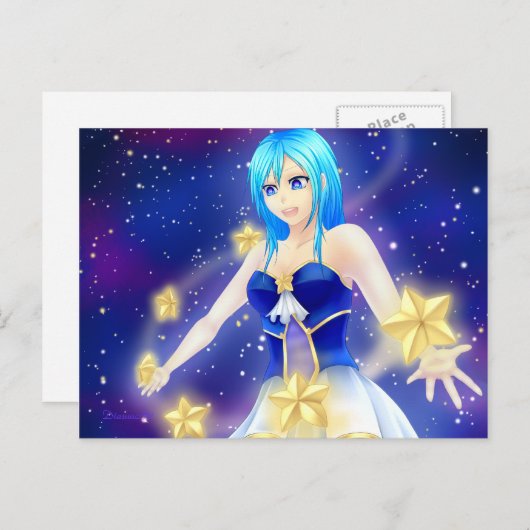 Het magische meisje van de animester briefkaart (Voorkant / Achterkant)