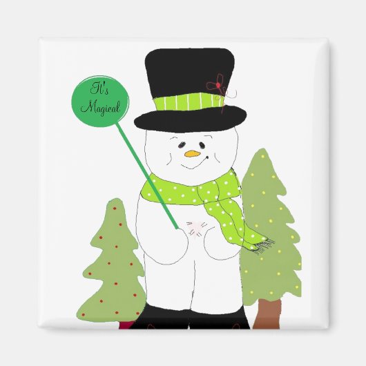 Het Magische Sneeuwmannetje Magneet (Voorkant)