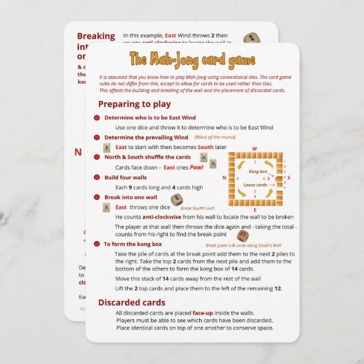 Het Mah-Jong-kaartspel - Verschillen Kaart (Voorkant / Achterkant)